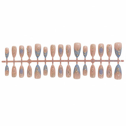 Künstlerisches Metallic Press-On Nagelset Brehn