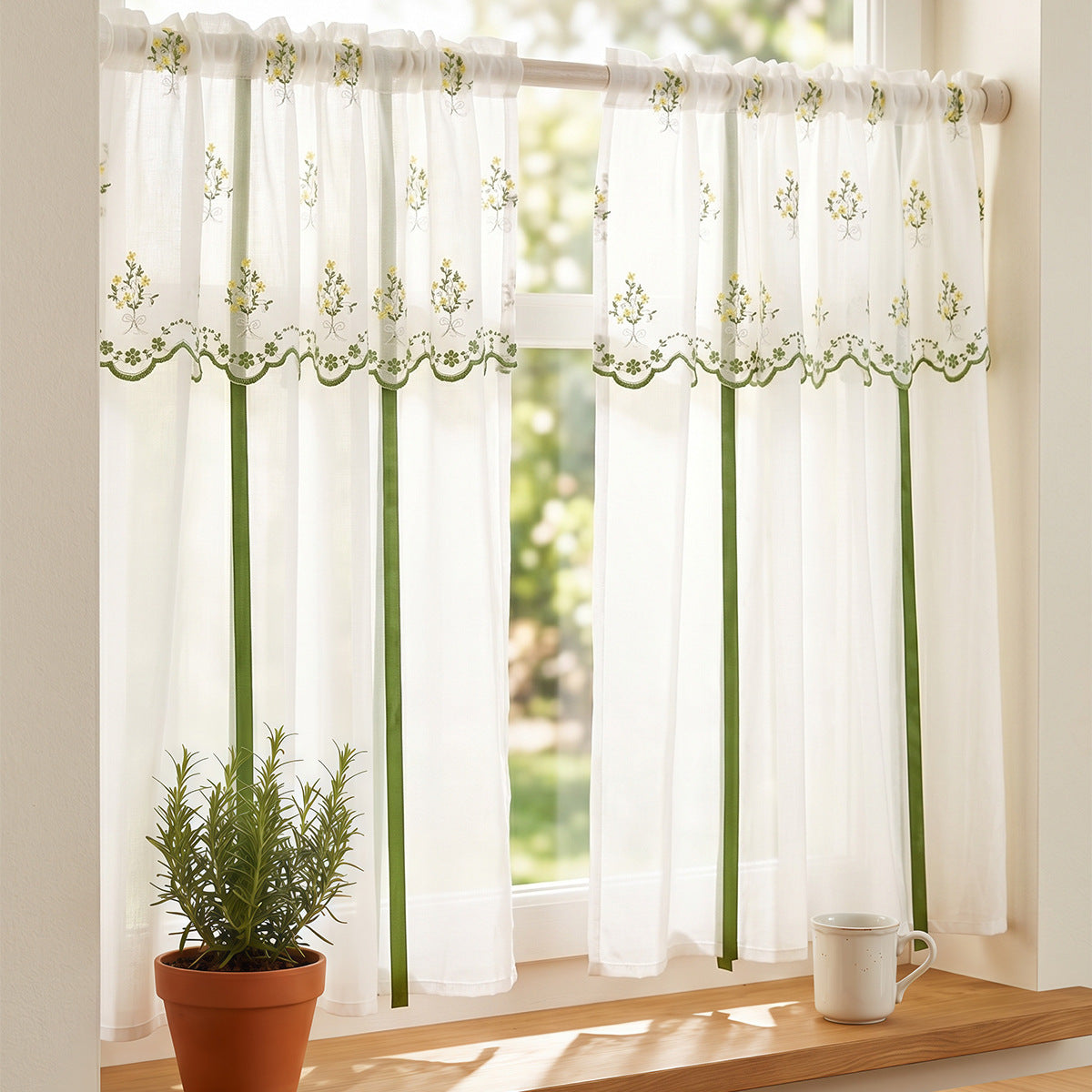 Floral bestickte Fensterbrüstung