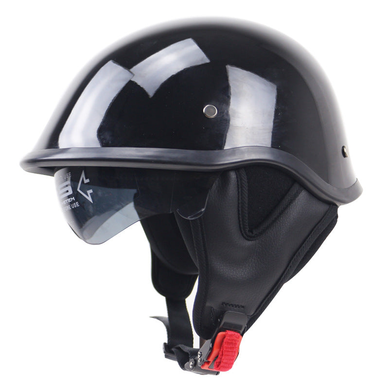 Klassischer Halbschalen-Motorradhelm mit Visier Brehn