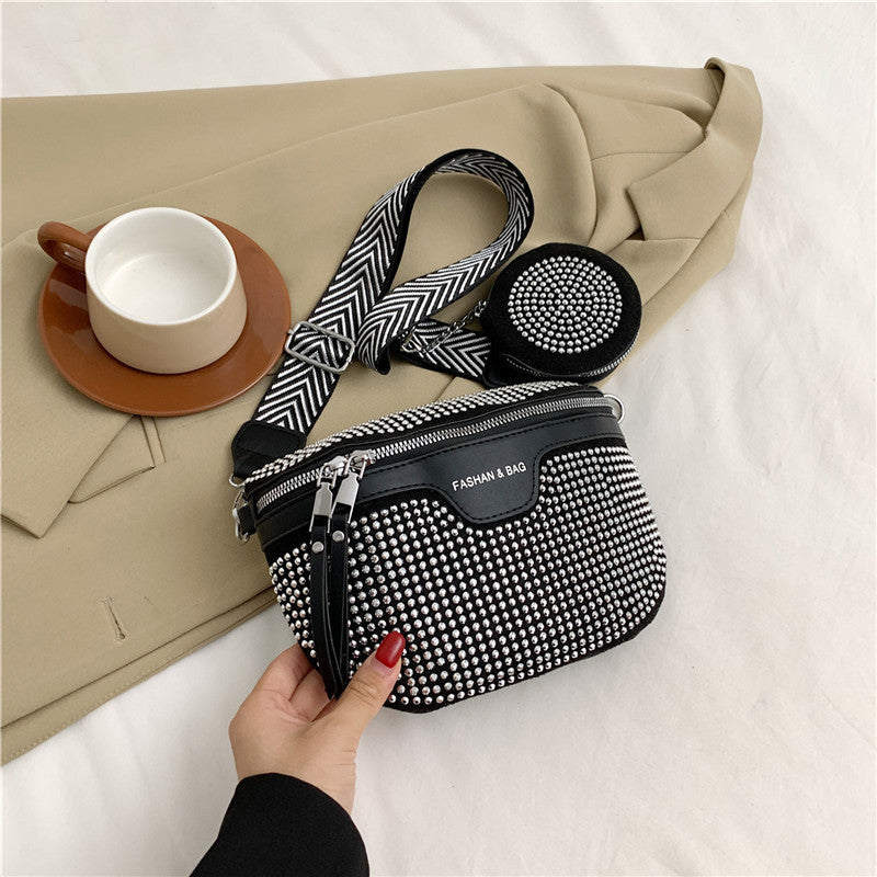 Stylische mit Strass verzierte Mini-Crossbody-Tasche Brehn
