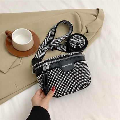 Stylische mit Strass verzierte Mini-Crossbody-Tasche Brehn