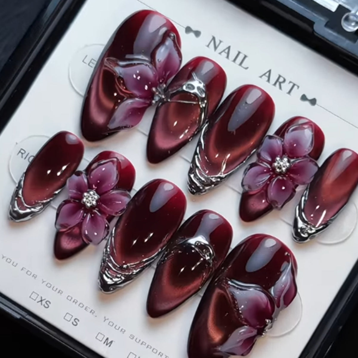 3D Blumenakzent Stiletto Nagelkunst Verlängerungen Brehn
