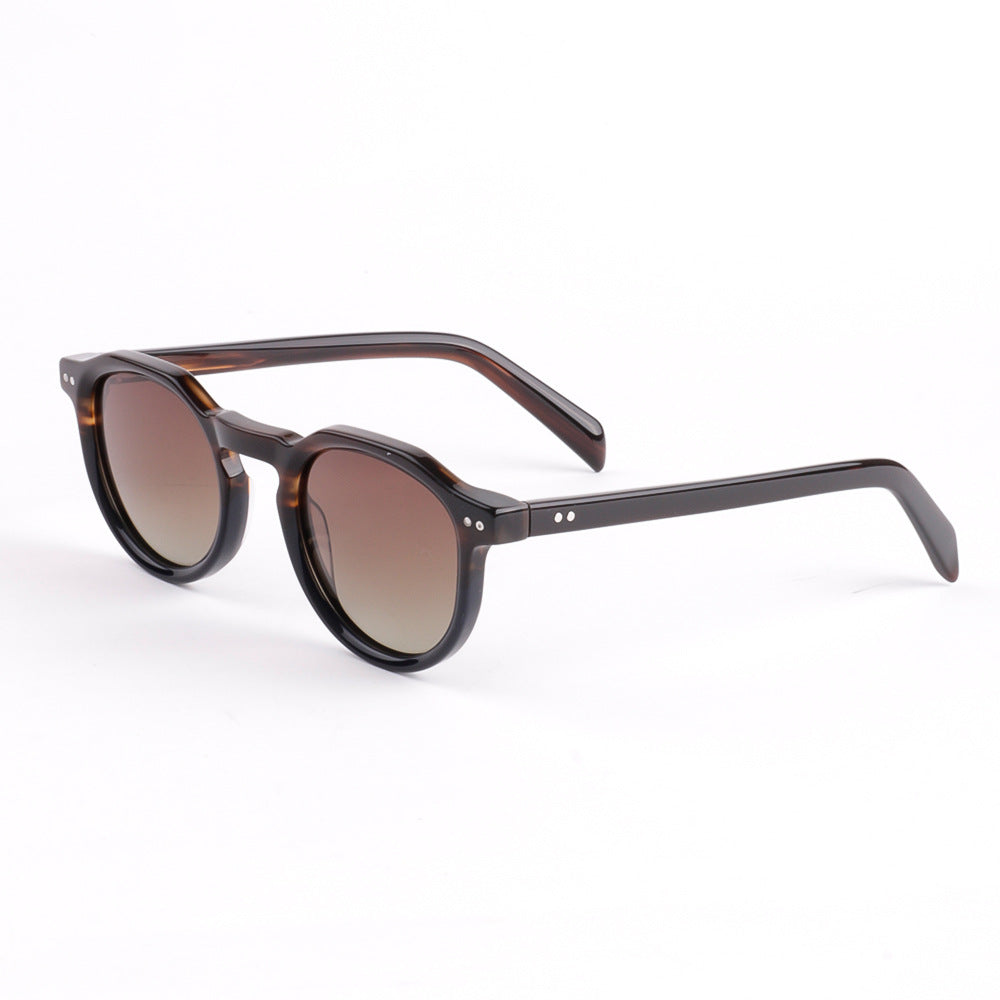 Damen modische Sonnenbrille mit stilvollem, runden Rahmen und UV-Schutz Brehn