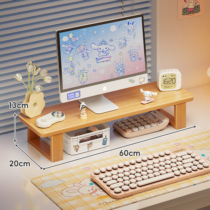 Bambus-Desktop-Monitorständer mit Unterregal-Tastaturlagerung und Kabelmanagement