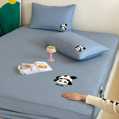 Gestepptes Fitted-Matratze-Topper mit gesticktem Panda-Motiv