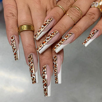 Kunstvolle Nagelverlängerungen im modernen Leoparden-Design Brehn