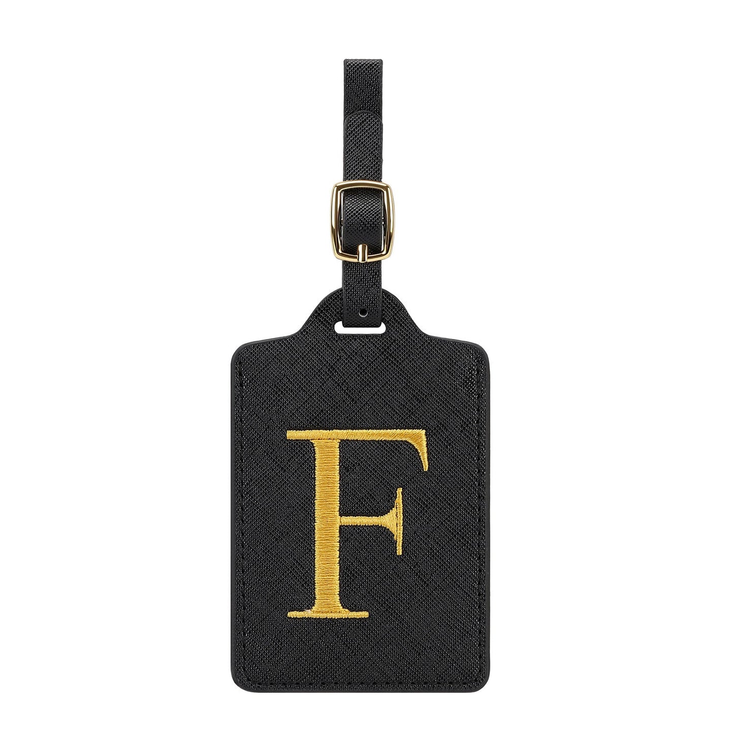 gesticktes Initialen-Monogramm-Leder-Gepäckanhänger mit verstellbarem Schnallenriemen Brehn