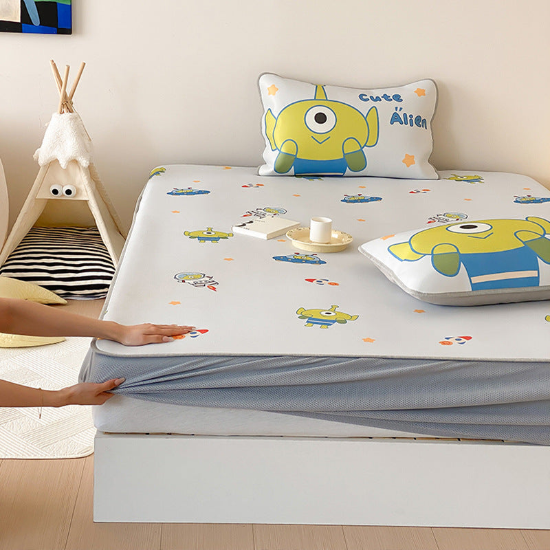 Kinder-Matratzenschoner-Topper mit rutschfester Unterseite und niedlichem Bären-Print