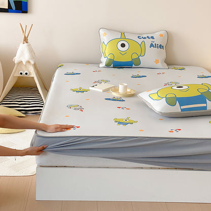 Kinder-Matratzenschoner-Topper mit rutschfester Unterseite und niedlichem Bären-Print
