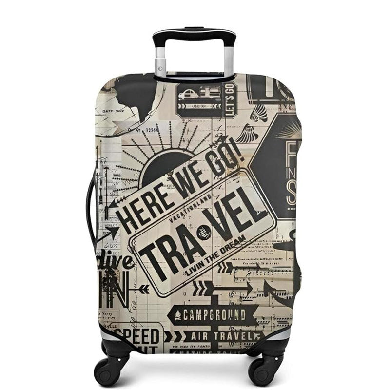 Unisex nan elastische Kofferhülle mit urbanem Doodle-Muster, Reißverschluss und Rundumschutz für 4-Rollen Trolleys Brehn