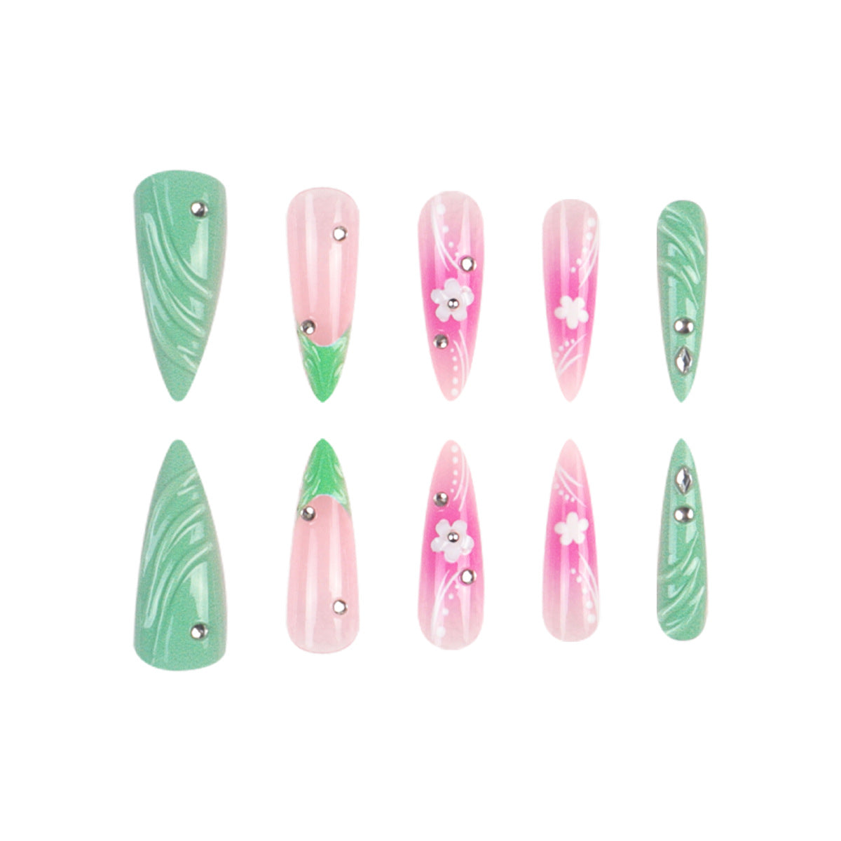 Blumenverzierte Stiletto-Nägel Brehn