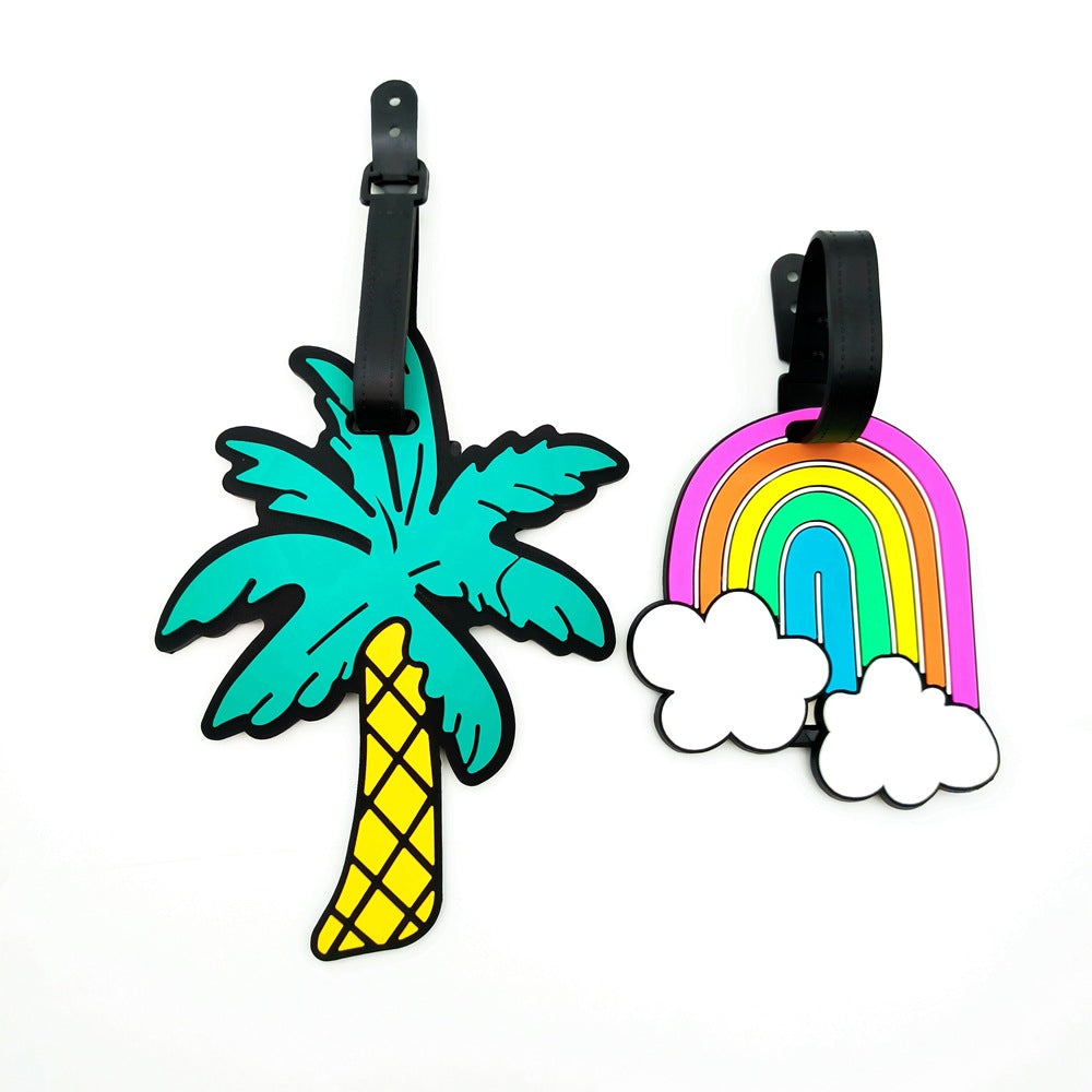 Silikon-Regenbogen-förmiger Gepäckanhänger mit verstellbarem Schnallenriemen weicher PVC-Reise-ID-Anhänger Brehn