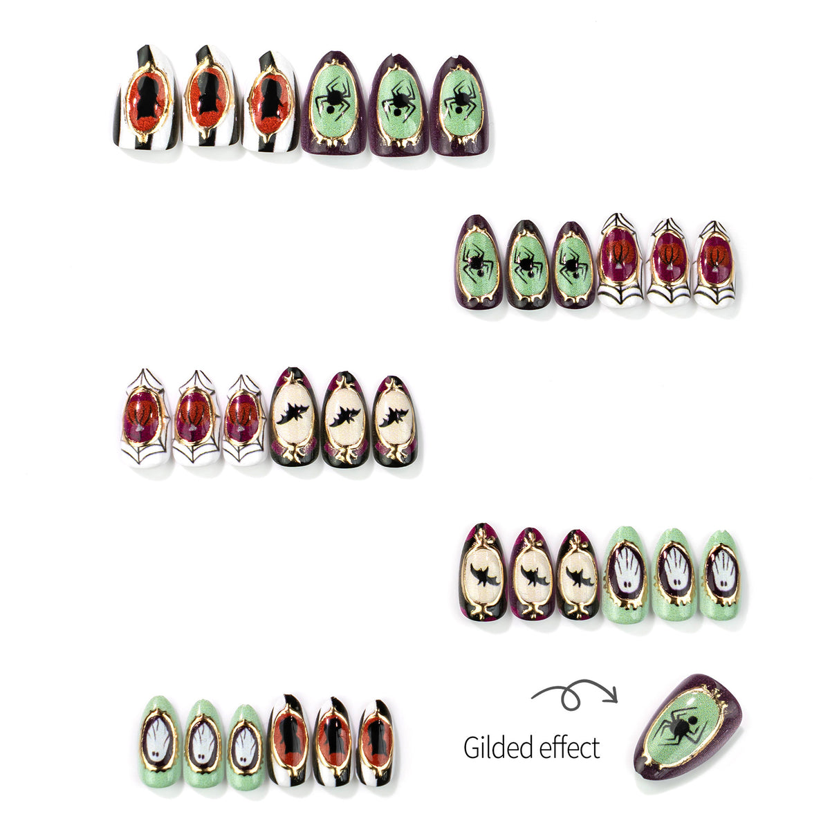 Halloween-Themen Druck-auf Nail Art Set 1790738650