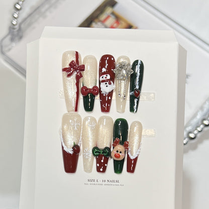 Schneeflocken-inspirierte Glitzer Press-On Nagel Set Brehn