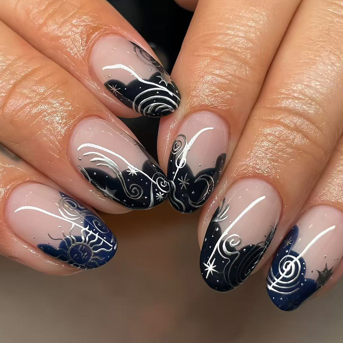 Künstlerische florale Gel Press-On Nägel Brehn