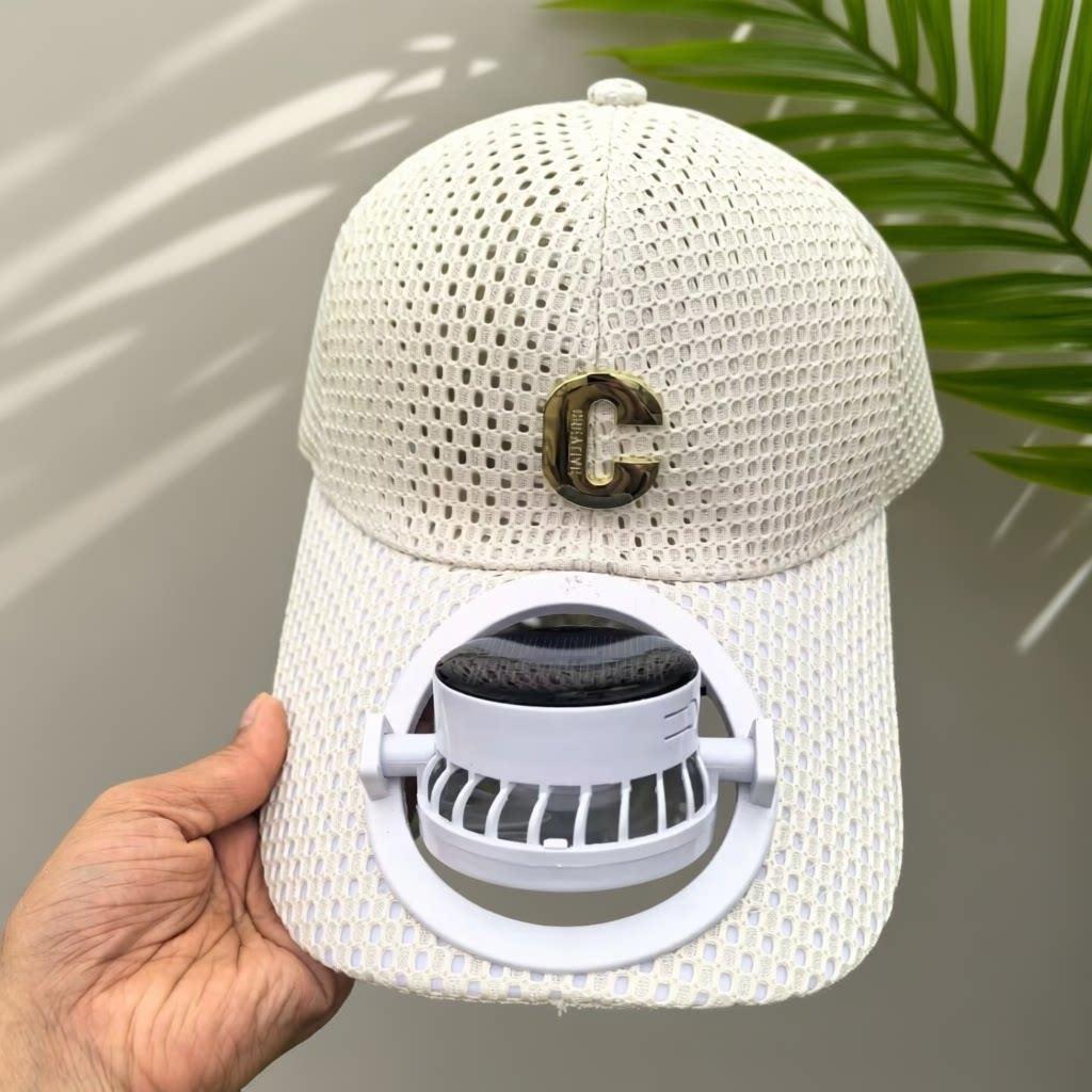 Atmungsaktive Baseballmütze mit wiederaufladbarem Ventilator im Schild und Mesh-Einsatz Brehn