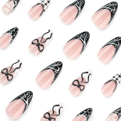 Kunstvolle Stiletto-Nägel mit floralen und geometrischen Akzenten Brehn