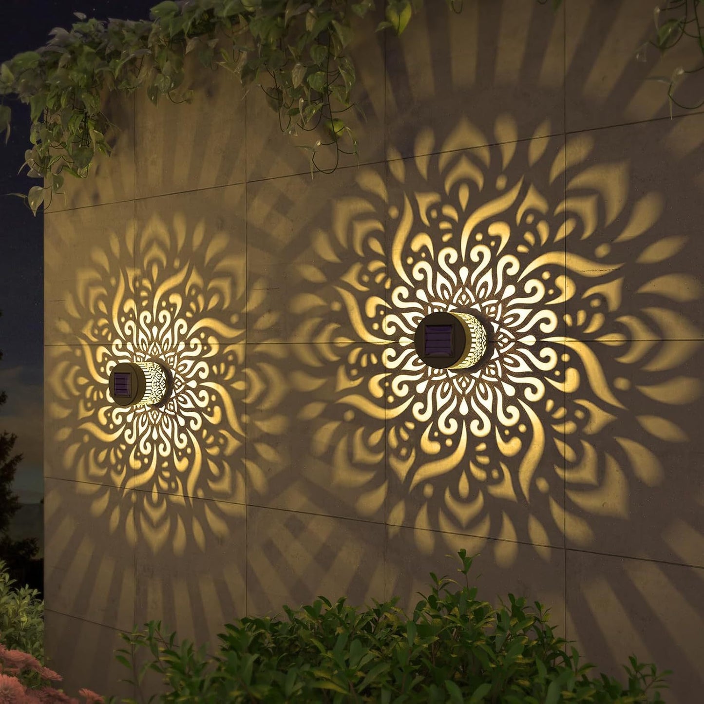 Dekorative Solar-Wandlampe mit Mandala-Projektionsmuster Brehn