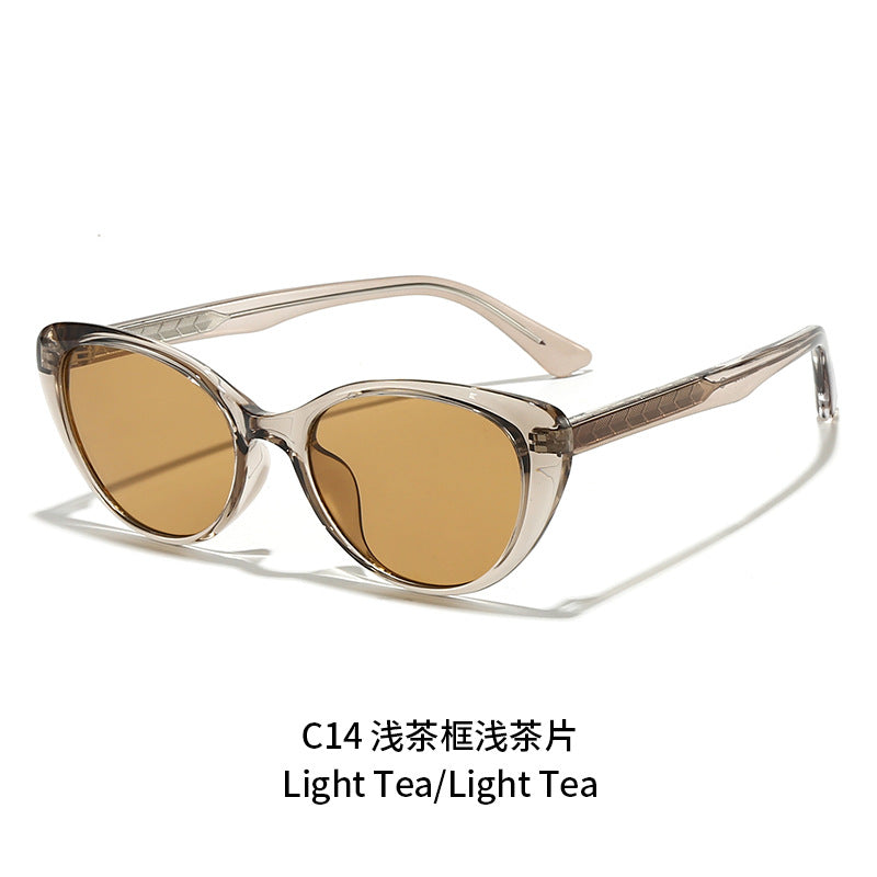 Damen Cat-Eye-Sonnenbrille mit transparentem Rahmen und UV-Schutz Brehn