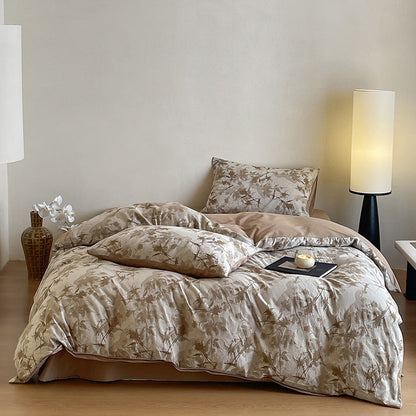 Luxuriöses Baumwoll-Bettwäsche-Set mit abstraktem Floralem Druck und Wendefunktion