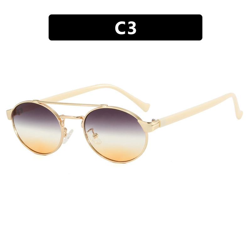 Damen modische Sonnenbrille im stilvollen runden Design mit goldenen Akzenten Brehn