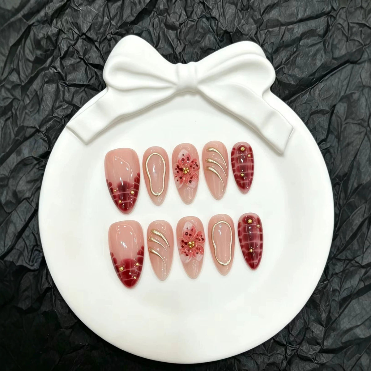 Künstlerisches Floral Press-On Nagelset  1791774628