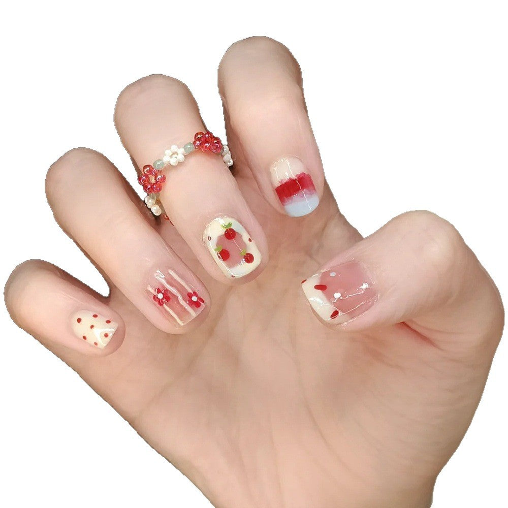 Künstlerisches Floral- und Edelstein-Press-On-Nagelset Brehn