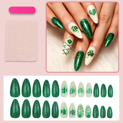 Kunstnagelset mit glamourösen Glitzer- und Glücksdesigns Brehn