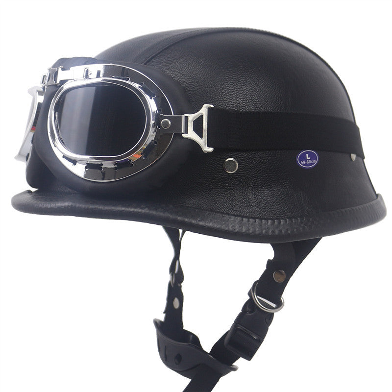 Vintage-Stil Motorradhelm mit integrierten Goggles Brehn