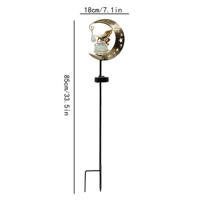 Dekorative Halbmonden Solar Gartenstecker Lampe Mit Hängender Kristallkugel Und Schmetterling Brehn