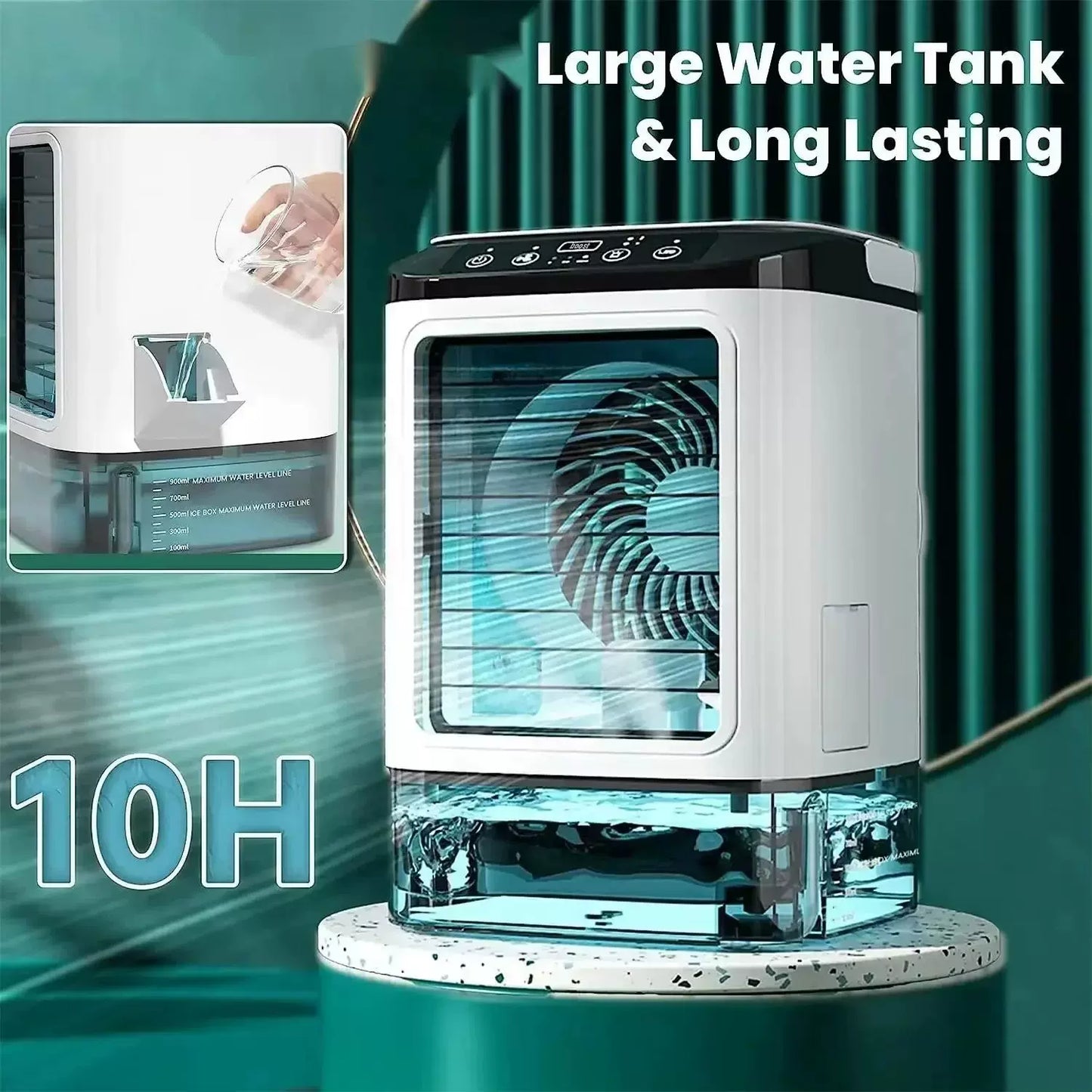 Unisex Einheitsgröße kompakter persönlicher verdampfer Luftkühler mit abnehmbaren Wasserreservoir, digitalem Touchpanel, verstellbaren Lamellen und USB-Strom Brehn