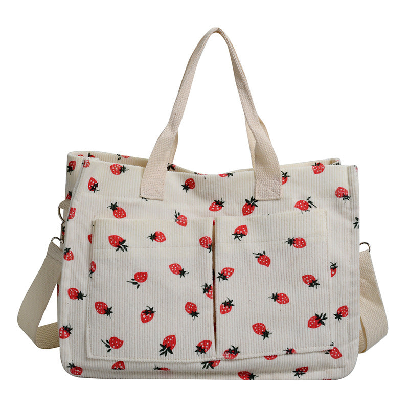 WoStylish Multi-Taschen Erdbeerprint Canvas Tragetasche Brehn