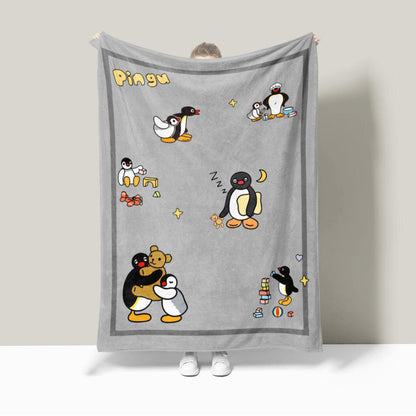 Lustige Illustrierte Pinguin Plüsch-Wurfdecke