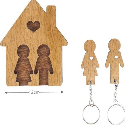 Holz Familien Schlüsselanhänger Halter