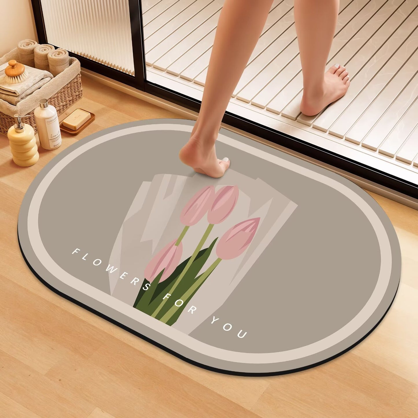 Künstlerische Florale Badematte Brehn