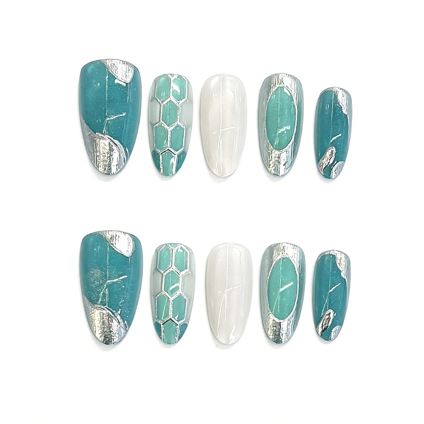 Dekoratives Gel Press-On Nail Set Brehn