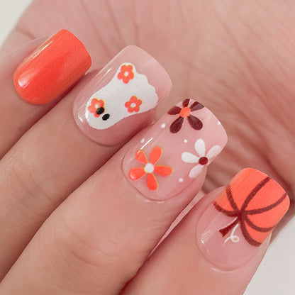Künstlerisches Druck-On-Nagel-Set mit Halloween-Themen-Designs Brehn