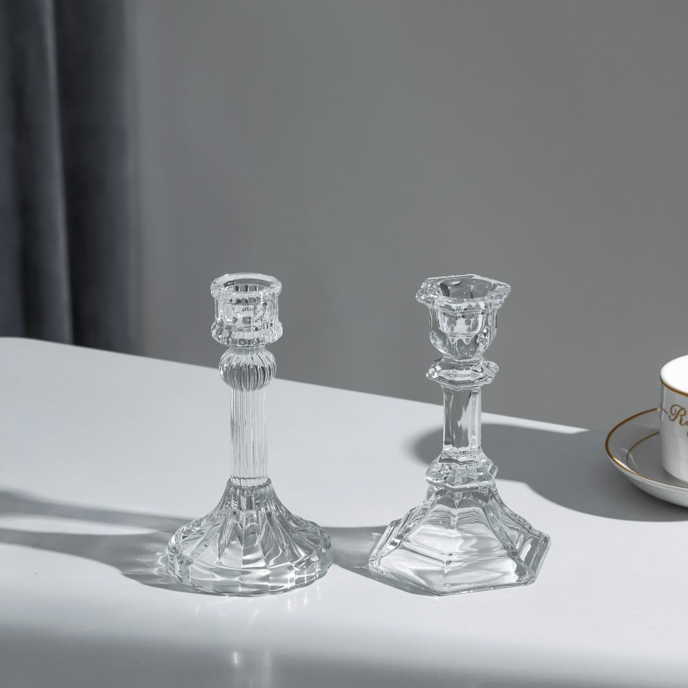 Geprägter Kristallstil Rippenglas-Tropfkerzenhalter Brehn