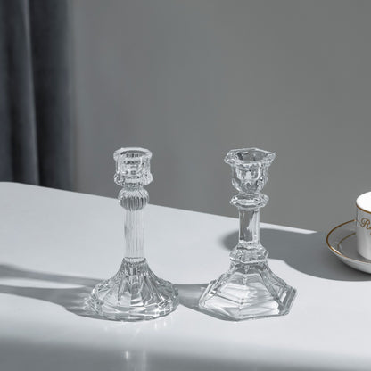 Geprägter Kristallstil Rippenglas-Tropfkerzenhalter Brehn