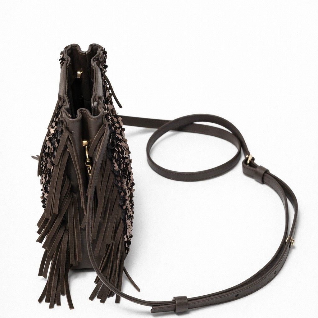 Fransierter Pailletten Clutch