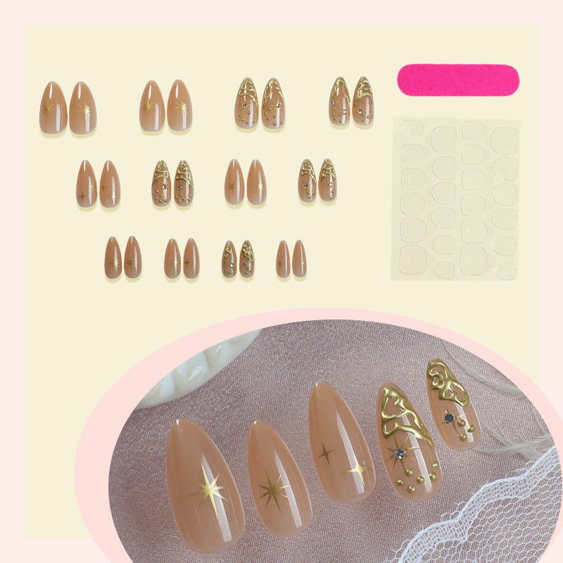 Premium Press-On Nail Set mit aufwendigen Stern- und Dekorationsdesigns Brehn