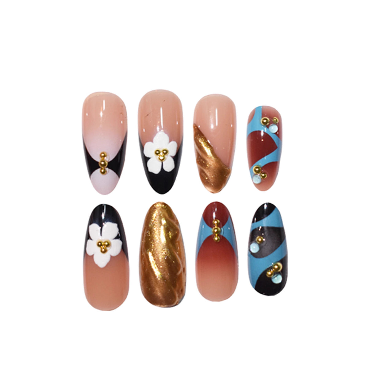 Künstlerisches 3D Blumen Nageldesign Brehn