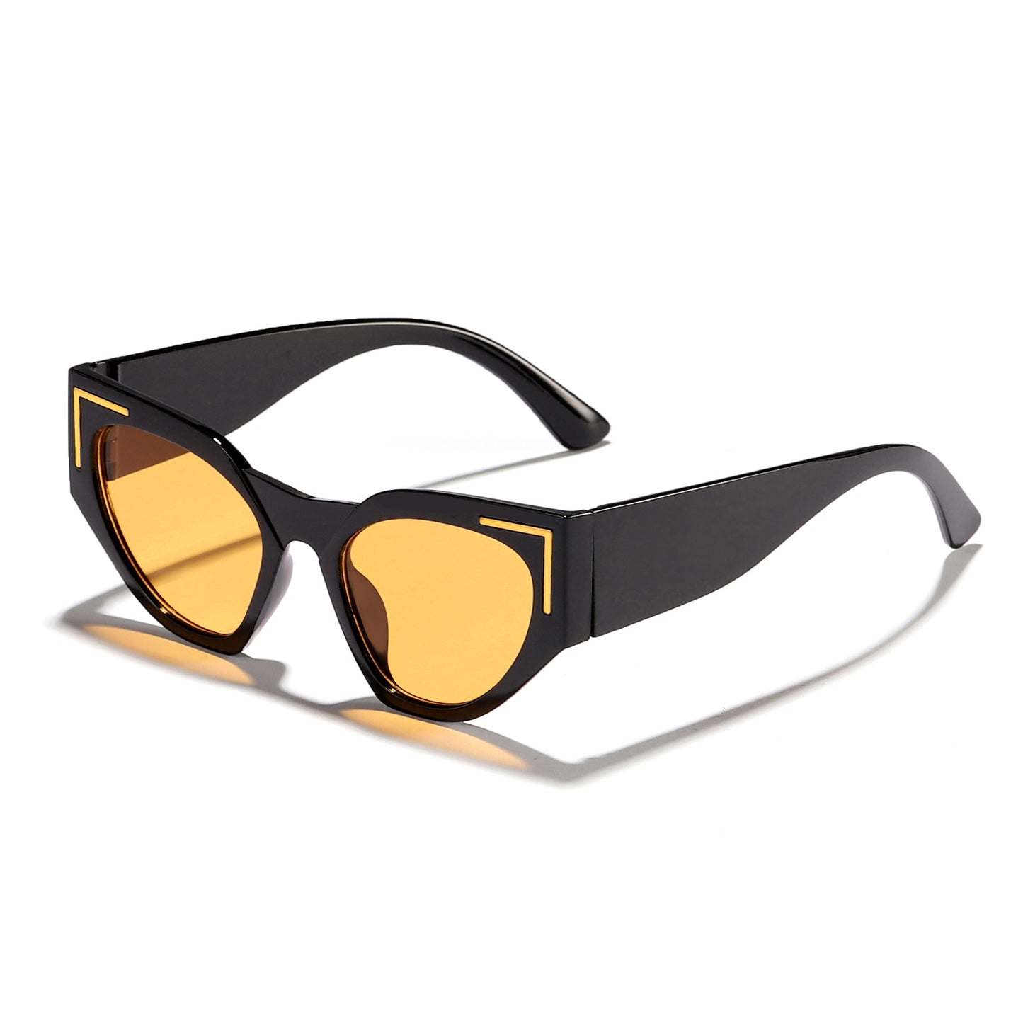 Damen kreative Cat-Eye Sonnenbrille mit transparentem Rahmen und braunen Gläsern Brehn