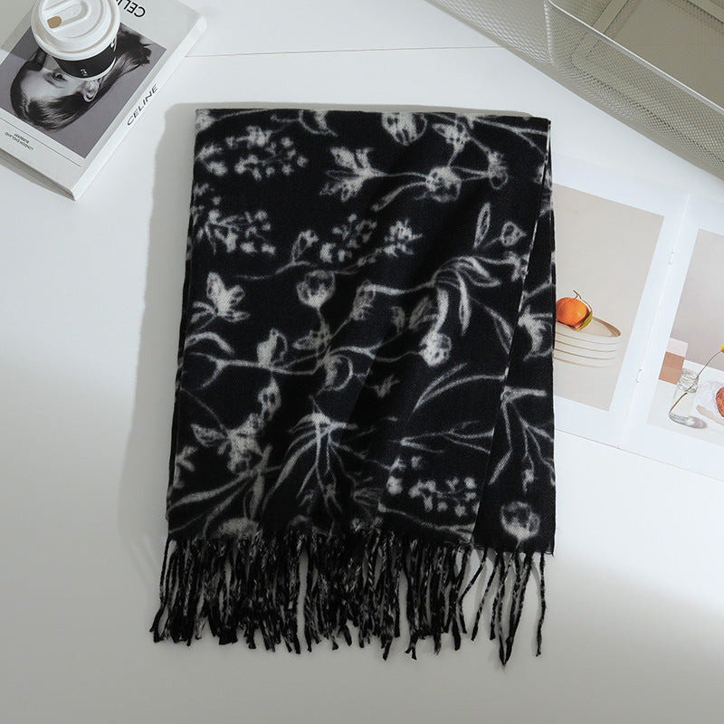 Damen Floral gemusterter Schal Brehn