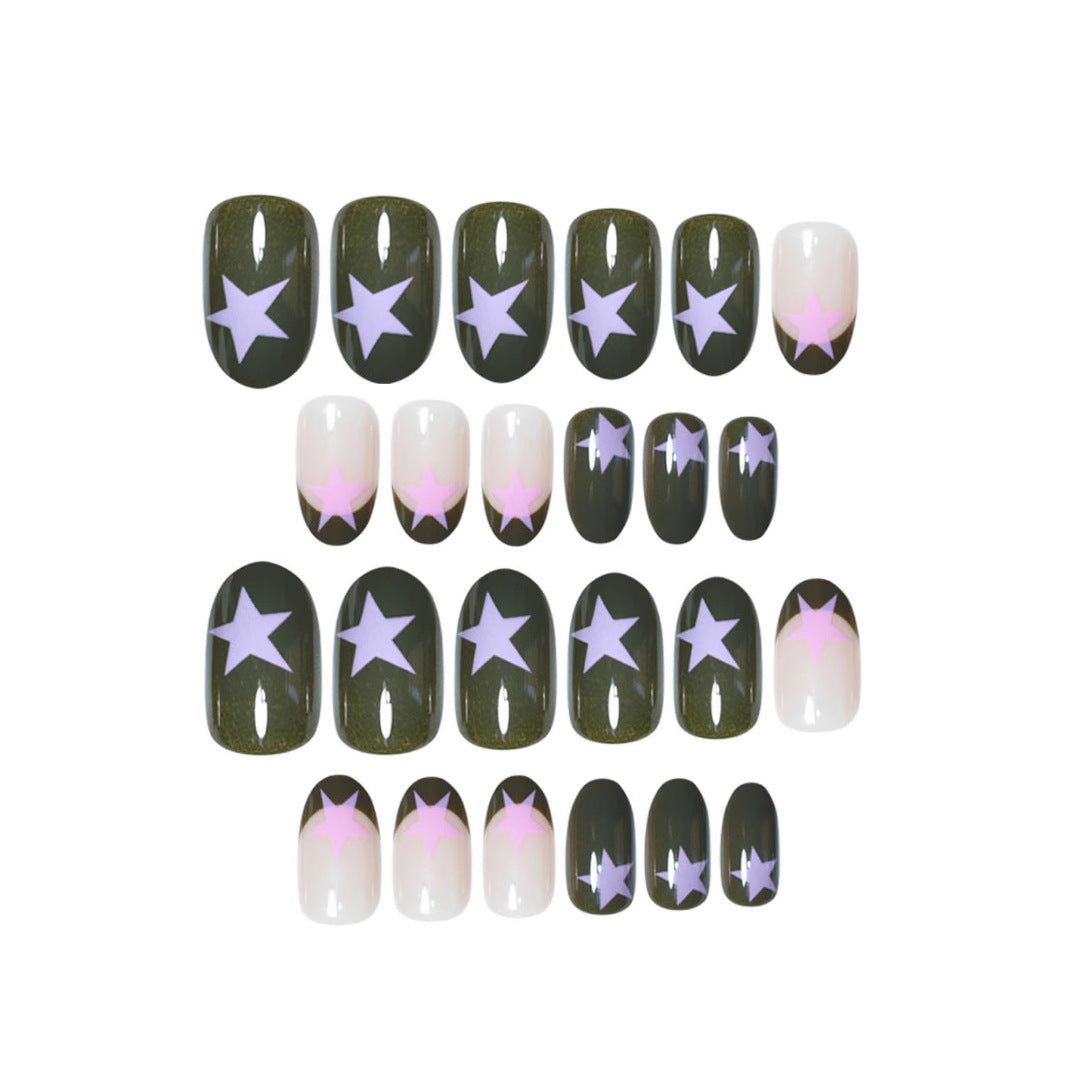 Stern-akzentuiertes kreatives Press-On-Nagelset Brehn