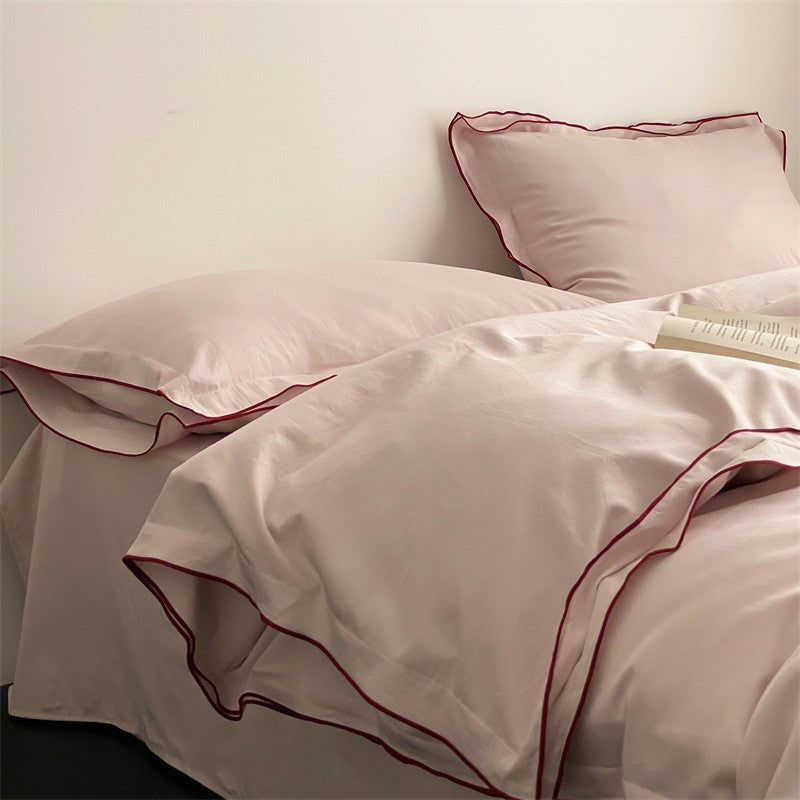 Luxuriöses Bettwäsche-Set aus Satin-Mikrofaser mit feiner Paspelierung