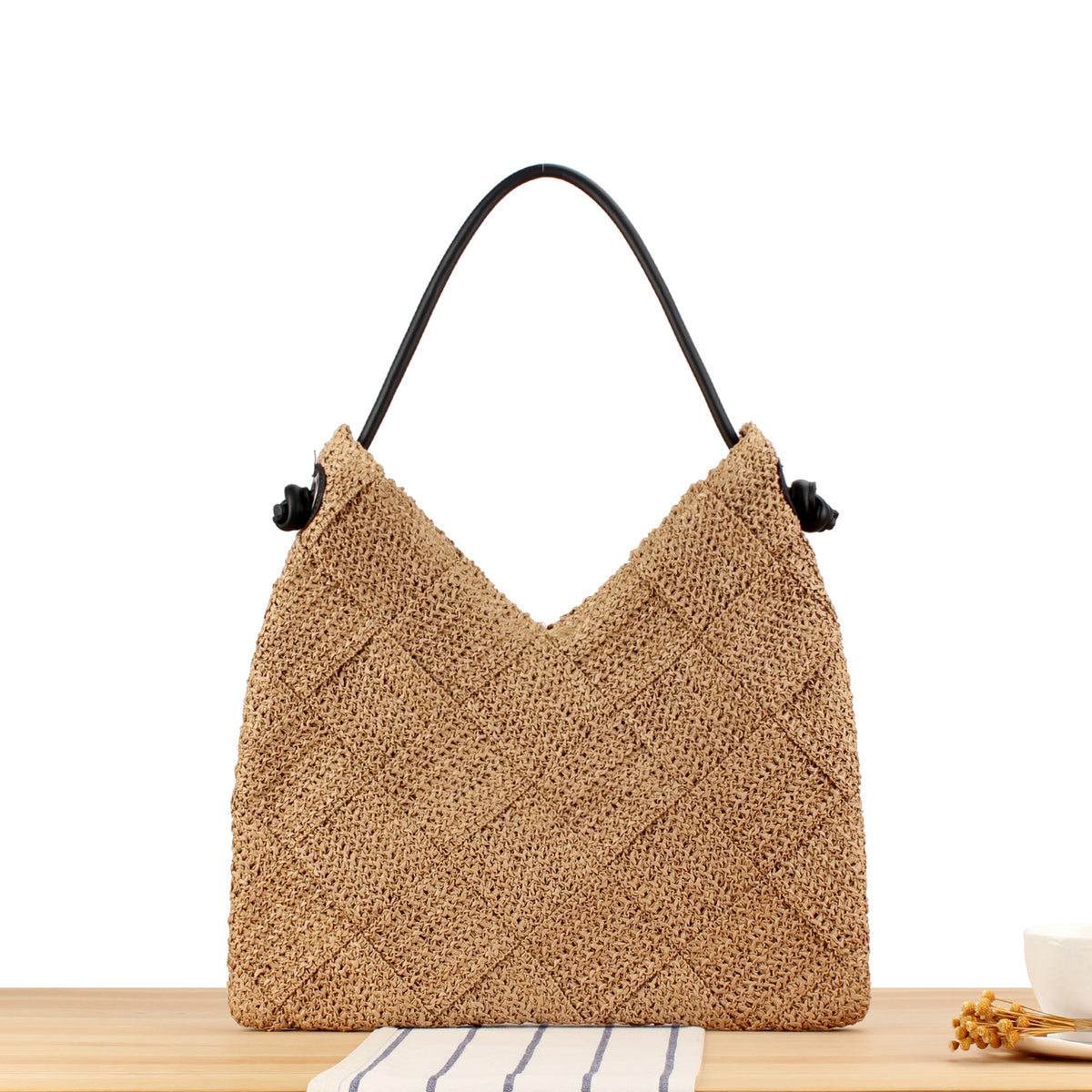 Handtasche mit Modernem Geometrischen Strickmuster Brehn
