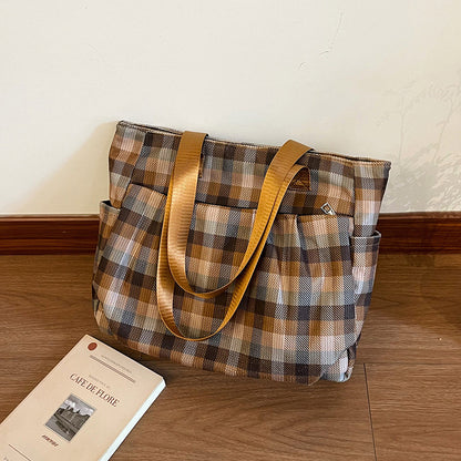 WoSpacious Plaid Utility Tote Bag Brehn