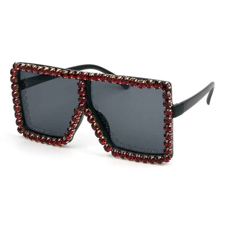Damen oversized Sonnenbrille mit funkelndem Kristallrahmen Brehn