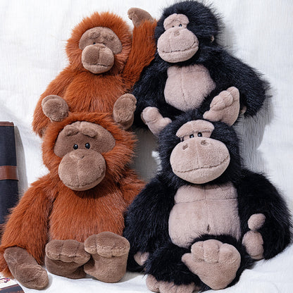 Plüsch sitzender Gorilla Spielzeug mit langem Kunstfell und weichem Füllmaterial Brehn